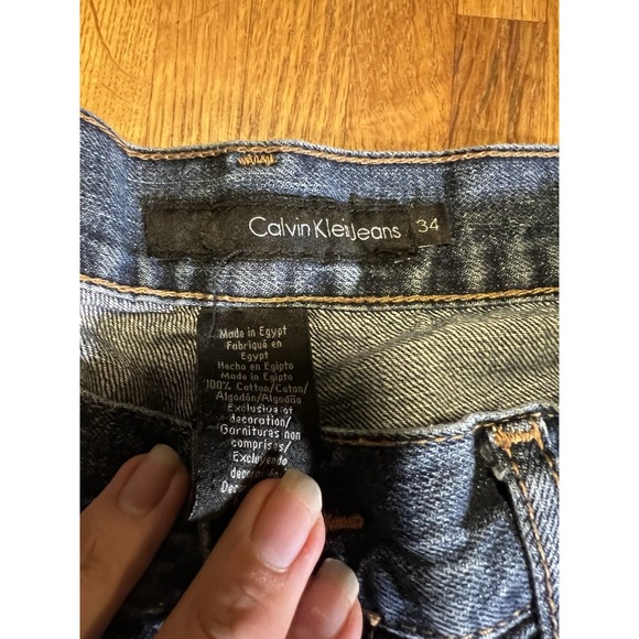 Calvin Klein Men 34 x‎ 32 Blue Denim Medium Wash Cotton Relaxed Straight Jeans - Picture 5 of 7